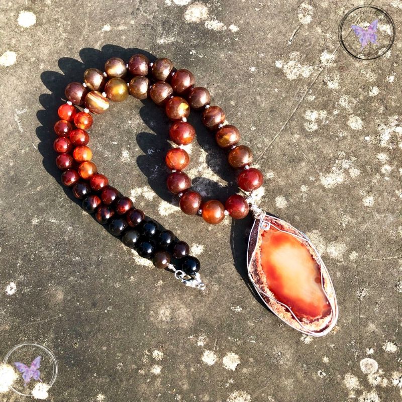 Agate Slice Beaded Necklace